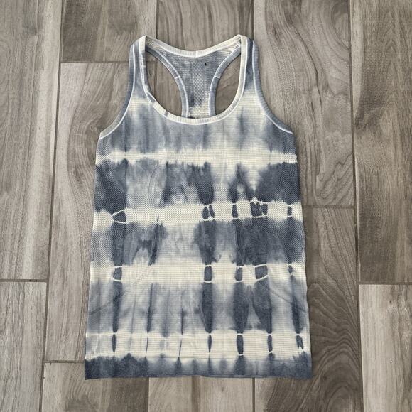 Lululemon Swiftly Tech Racer Back Tie Dye Tank Top Size 6 Blue White - Picture 1 of 11